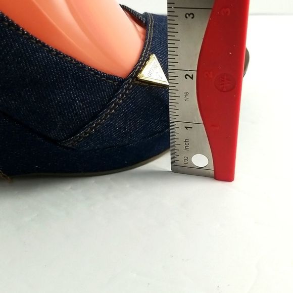 GUESS Blue Denim & Leather Slingback Platforms Size 9.5M. S598 - Picture 9 of 10